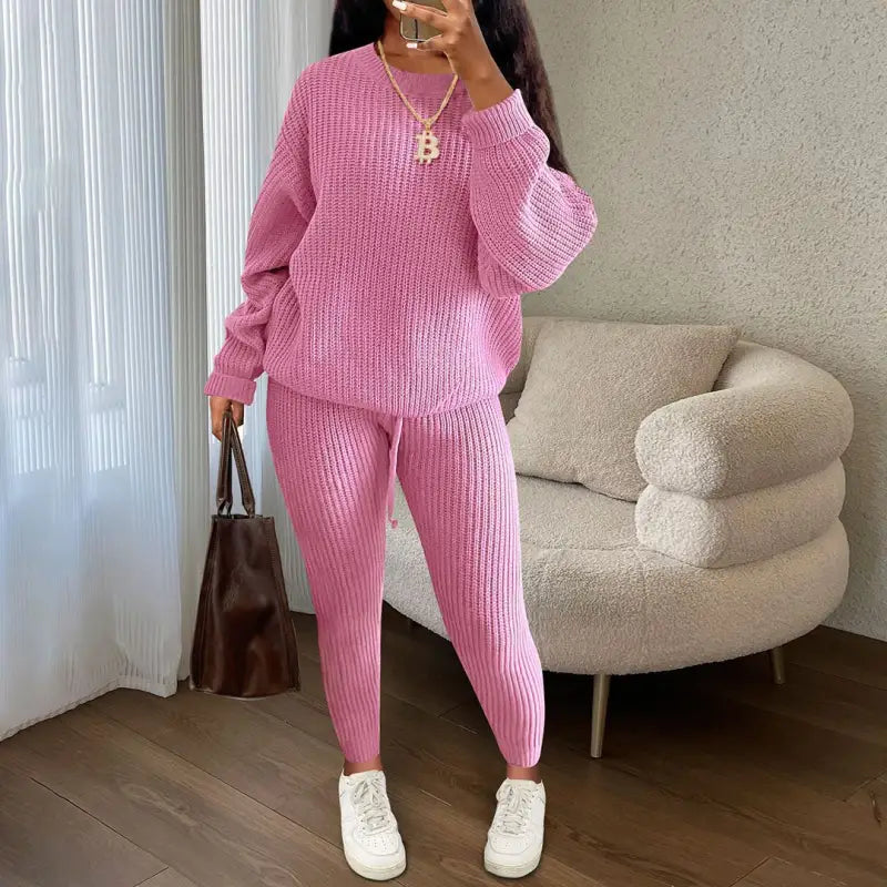Casual Knitted Suit Trouser Set
