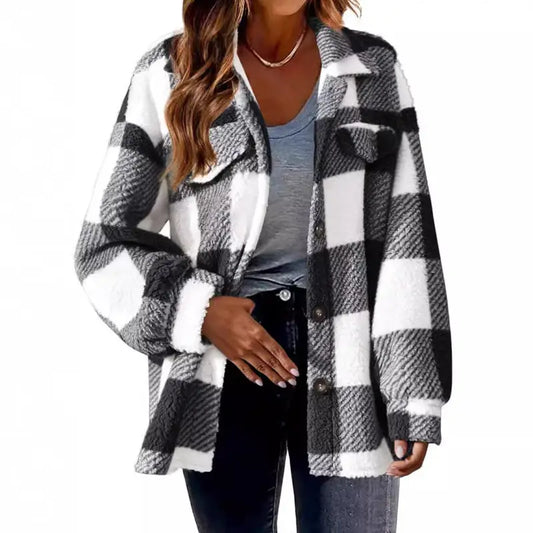 Plaid Lambswool  Pocket Jacket