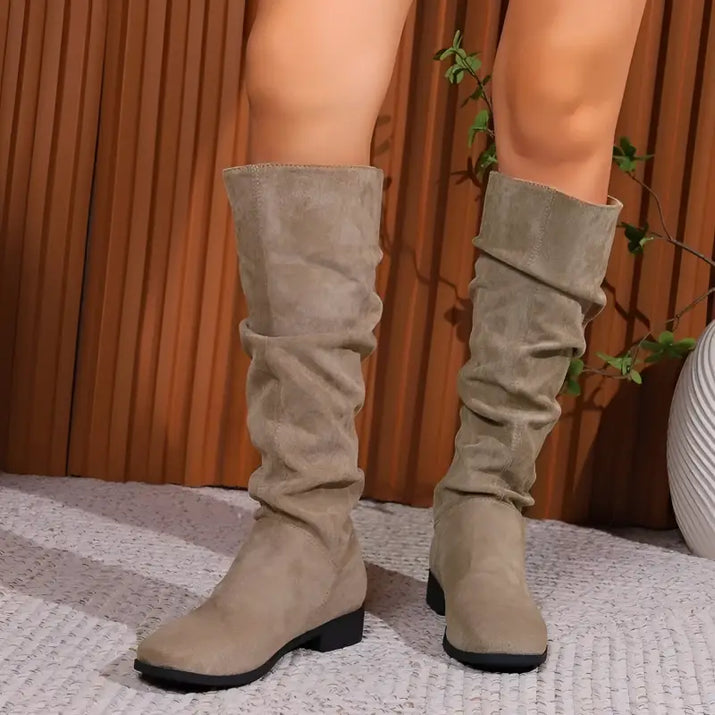 Casual Suede Pullover  High Boots