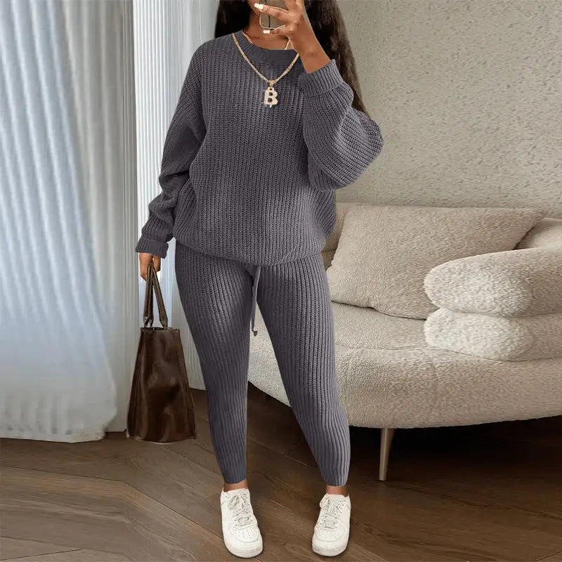Casual Knitted Suit Trouser Set
