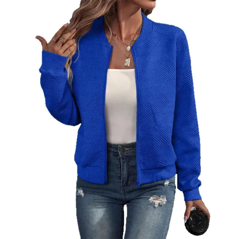 Solid Color Zipper Jacket