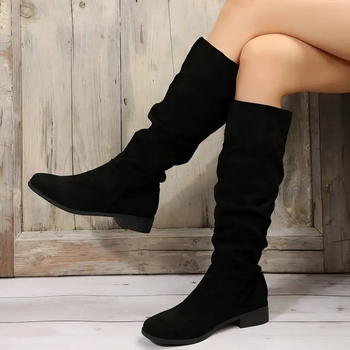 Casual Suede Pullover  High Boots