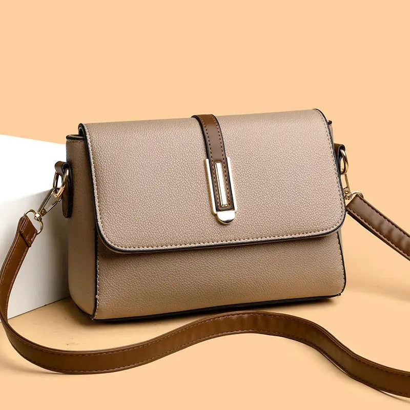 Soft leather fashion small bag women's 2024 new simple texture small square bag net red foreign style shoulder crossbody bag