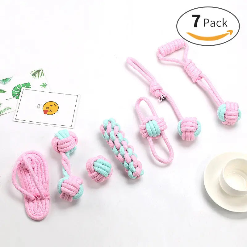 Cotton Rope Dog Bite Rope Toy Set - sleek-selections