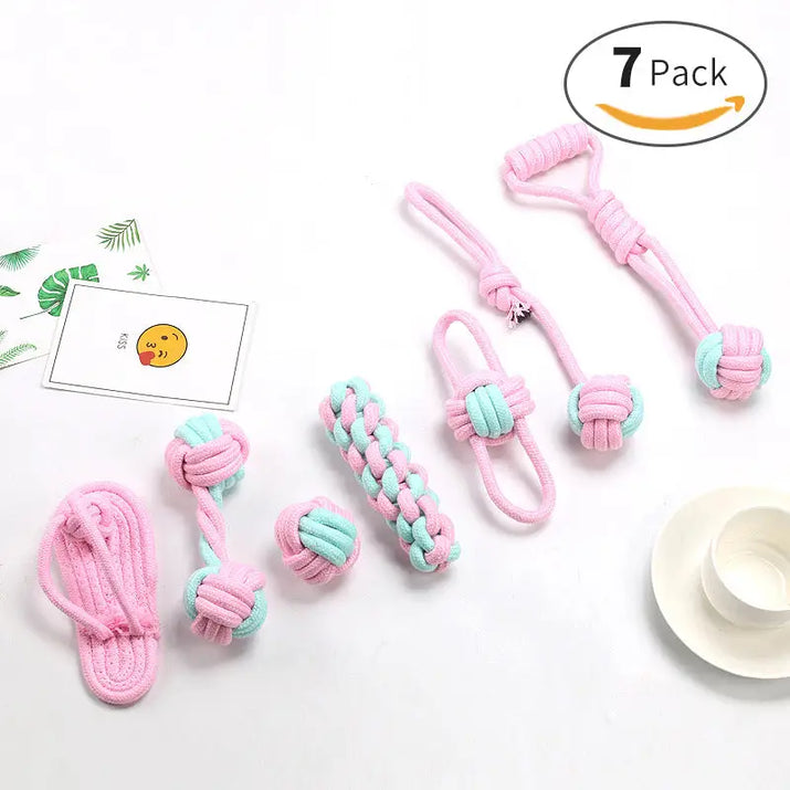 Cotton Rope Dog Bite Rope Toy Set - sleek-selections