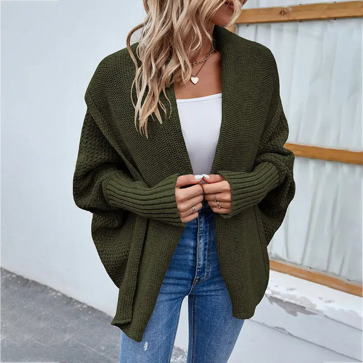 Solid Color Batsleeve Cardigan