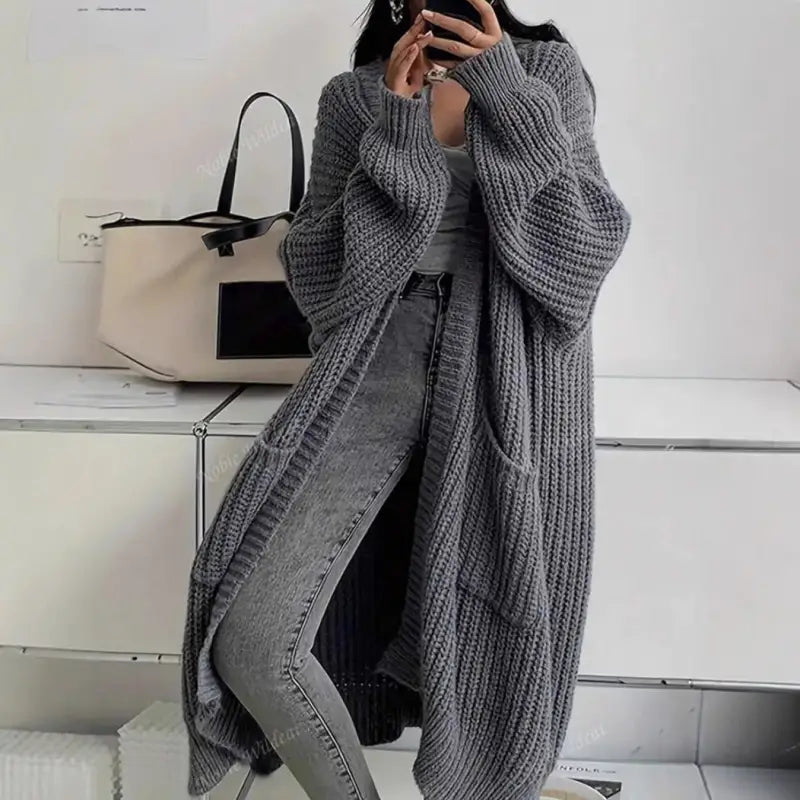 Long Knee-Length Cardigan Sweater