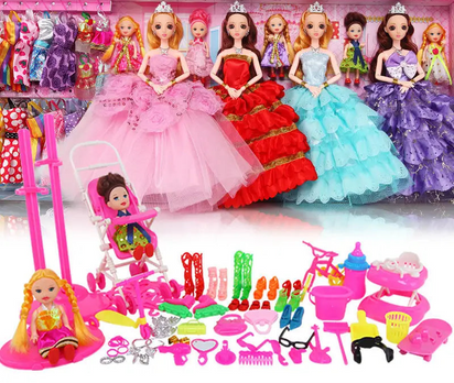 Large Doll Set with Cloths