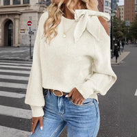 Off-The-Shoulder Bow Lantern Sleeve Sweater