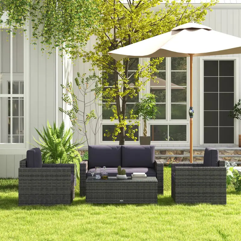 4 Piece Wicker Patio Furniture Set