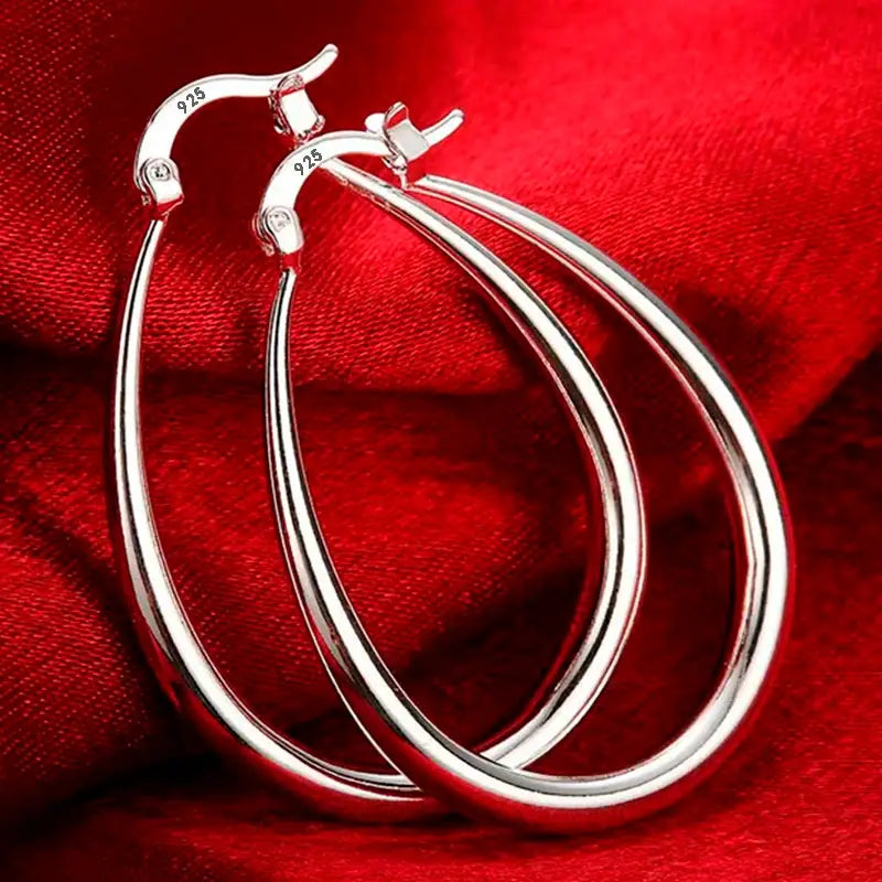 Sterling Silver Big Hoop Earrings showcasing sleek hoop earrings jewelry