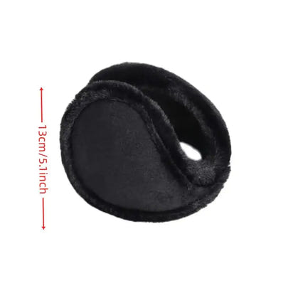 Black ear muffs with measurement details on a white background