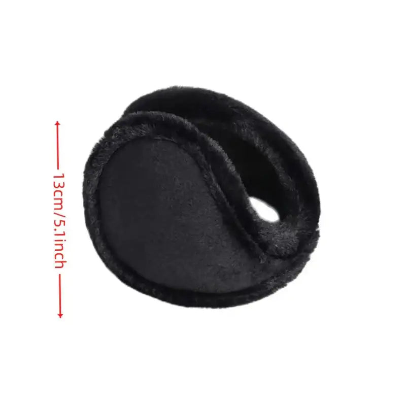 Black ear muffs with measurement details on a white background