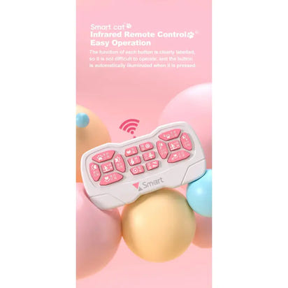 White remote control with pink buttons on a pink background