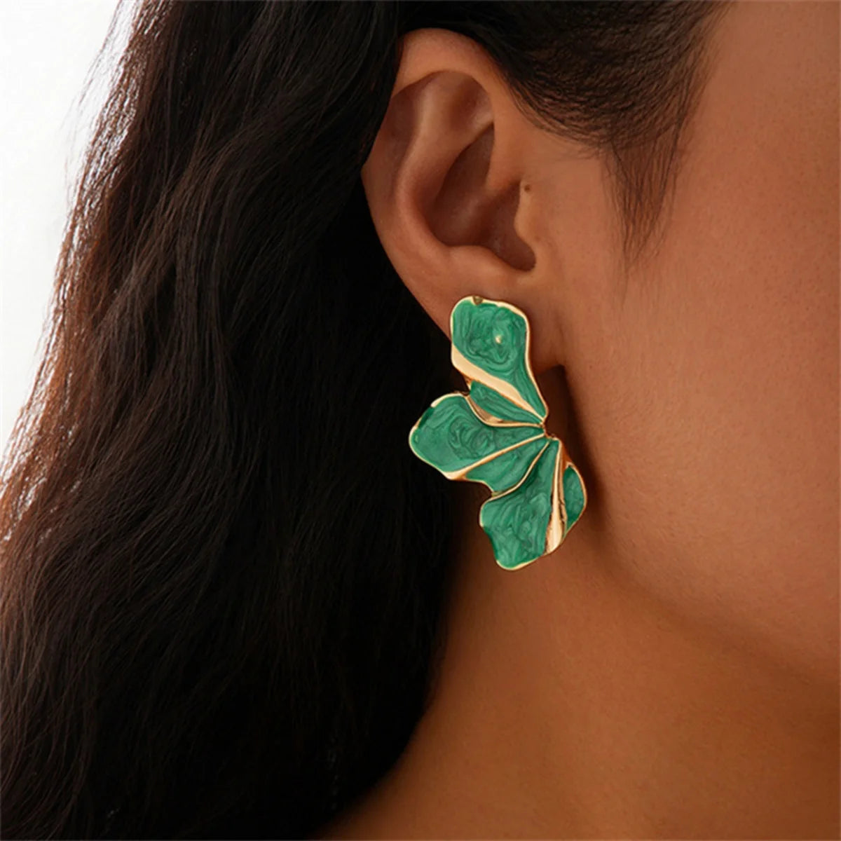 Vintage Elegant Irregular Half Flower Earrings