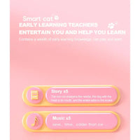 Smart cat product with educational features on a pink background