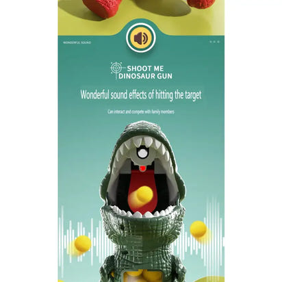 Dinosaur-themed toy gun with sound effects on a green background