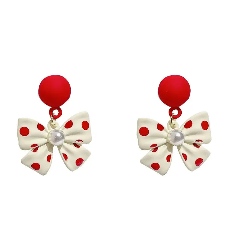 Cute Pearl Bowknot Drop Earrings