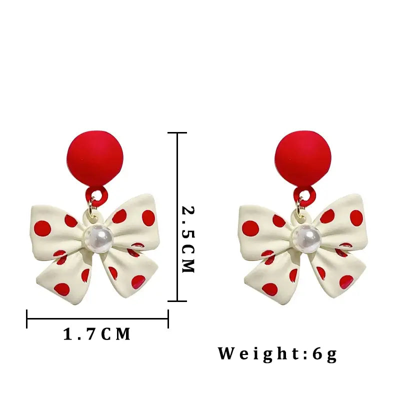 Cute Pearl Bowknot Drop Earrings