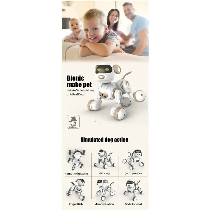 Bionic make pet with simulated dog actions on a white background