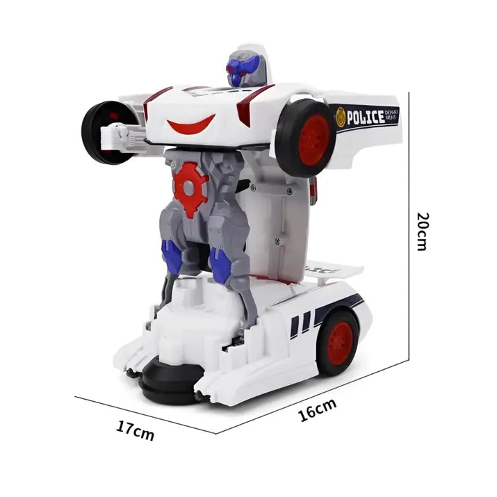 Toy robot with police design on a white background