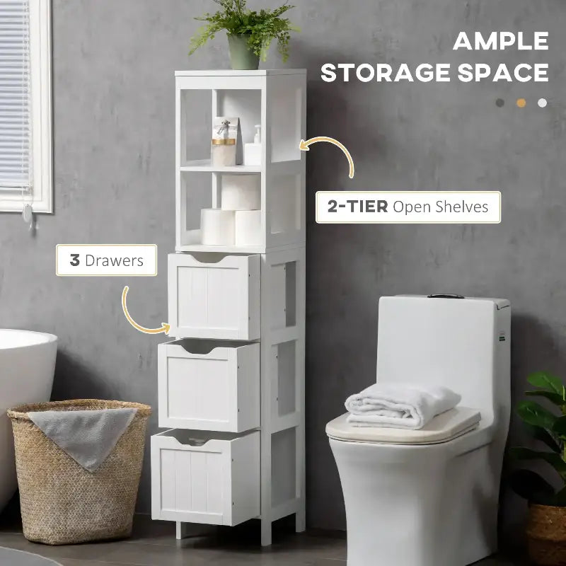 Narrow Bathroom Cabinet with Drawers - sleek-selections