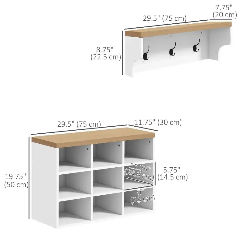 2-in-1 Hall Tree and 5-Hook Coat Rack Shoe Bench Set - sleek-selections