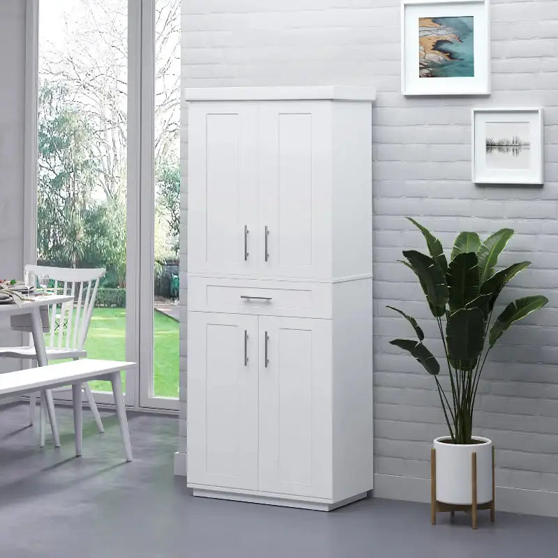 White kitchen pantry cabinet for stylish and functional pantry storage solutions