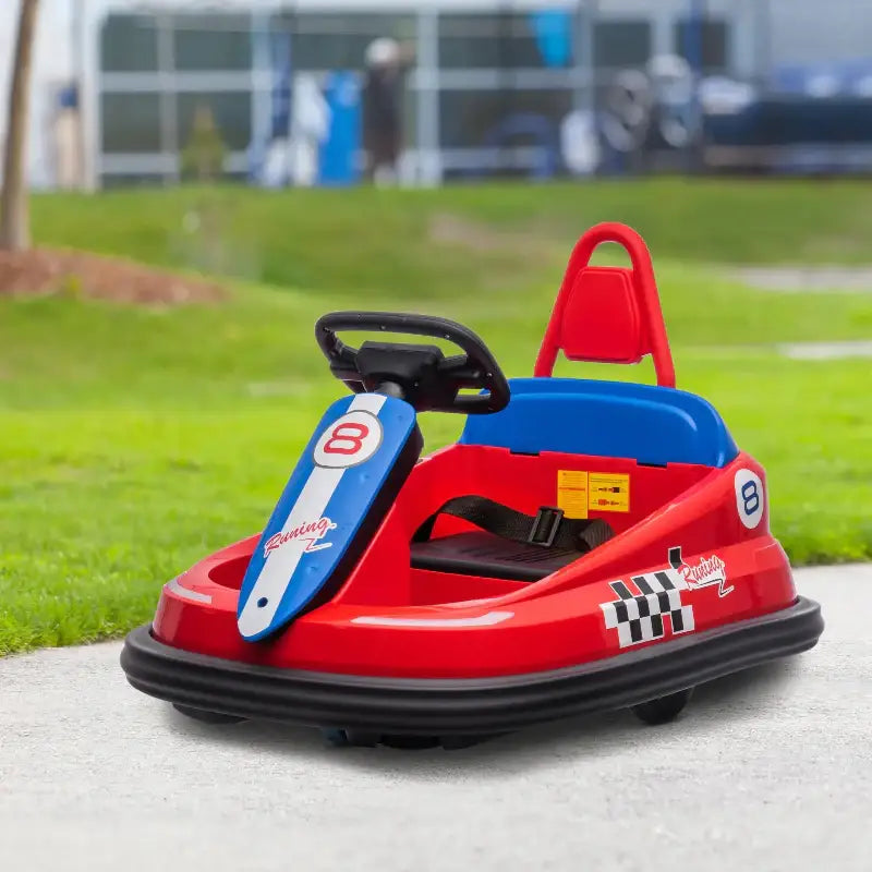 Kids bumper car with red and blue colors for safe and fun kids bumper entertainment