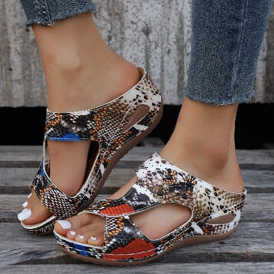 Hollowed Out Solid Color  Wedge Sandals