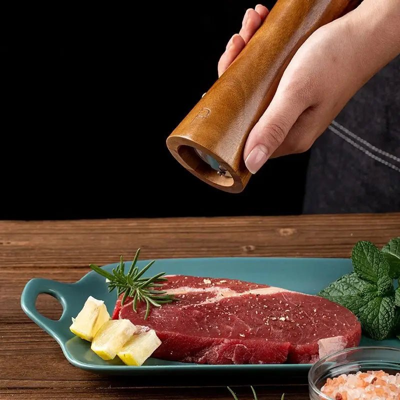 Seasoned raw steak.
