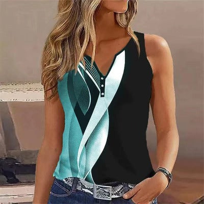 V-neck Abstract Tank Top