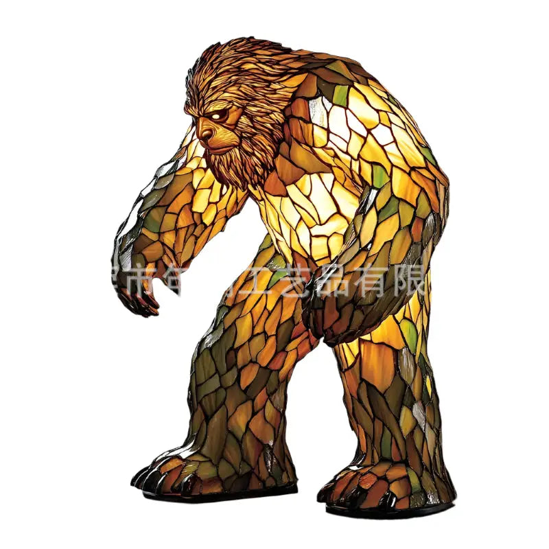 Stained-glass Bigfoot statue.