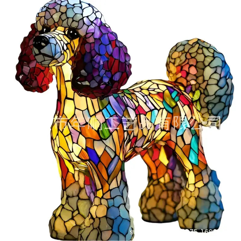 Stained glass poodle lamp.