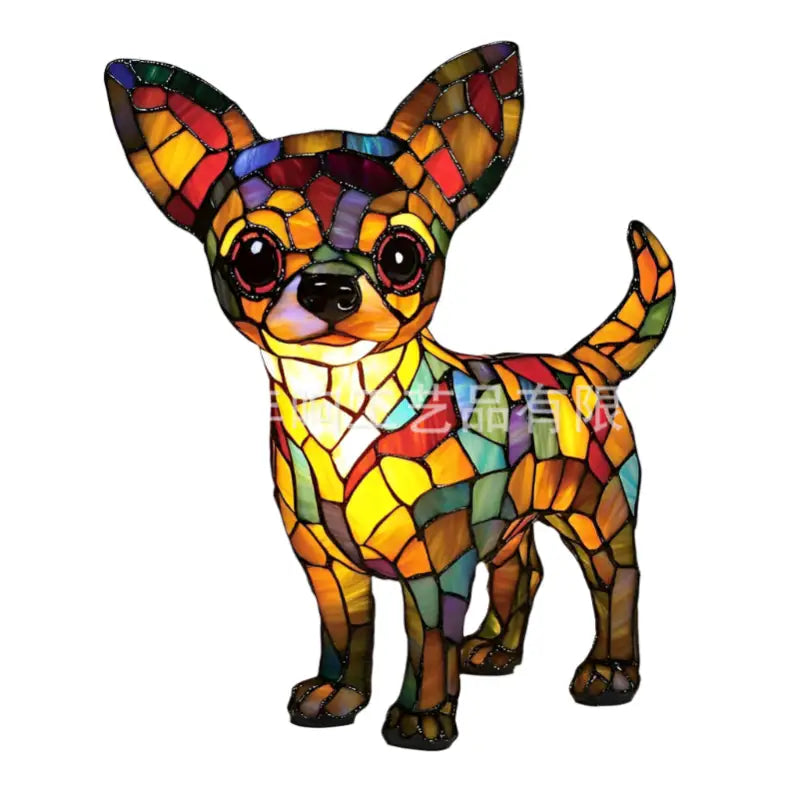 Stained glass chihuahua figurine.