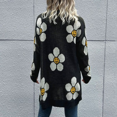 Fashion Flower Long Sleeve Sweater - Stylish & Comfortable Wear