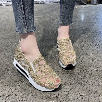 Platform Sole Mesh Breathable Slip-on Shoes Sneakers