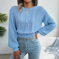 Twist Balloon Sleeve Knitted Sweater