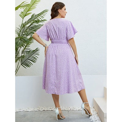 Purple Loose Midi Plus Size Dress