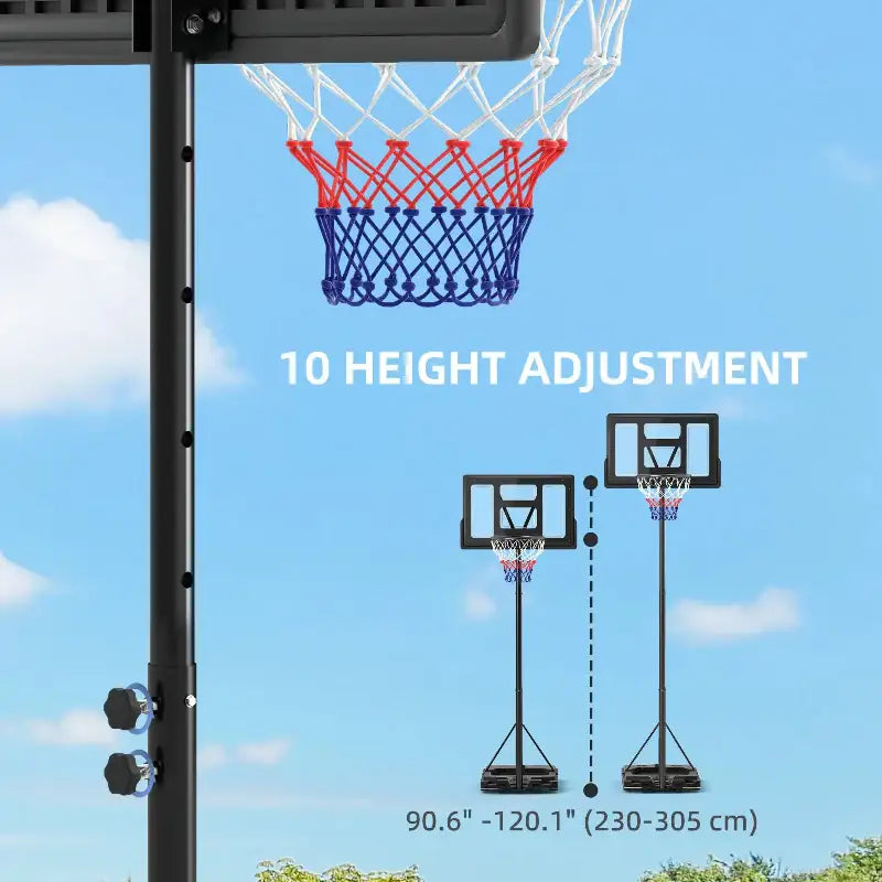 Adjustable height basketball hoop.