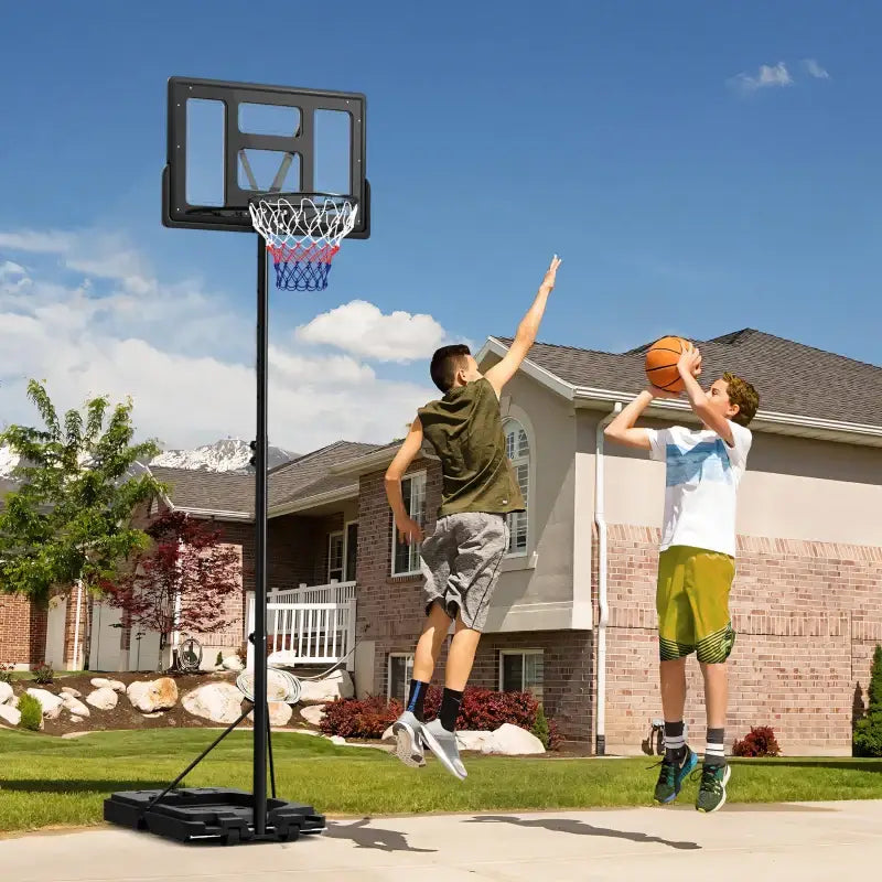 Portable basketball hoop.