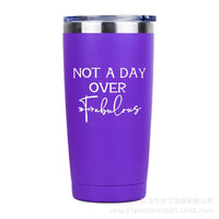 Purple tumbler with a silver lid.