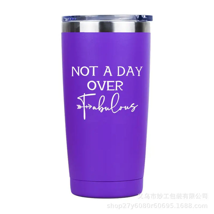 Purple tumbler with a silver lid.