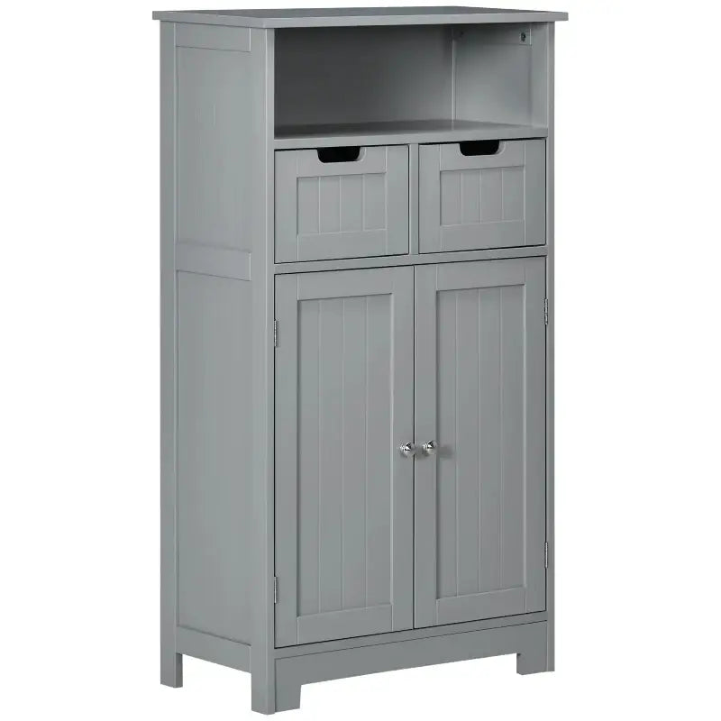 Gray storage cabinet.