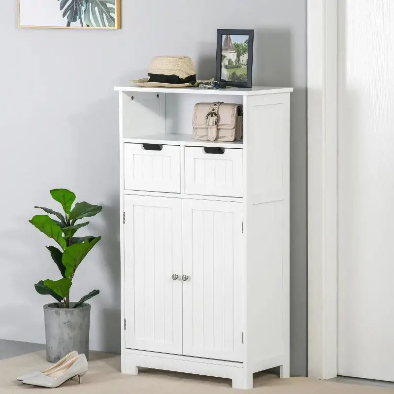 White storage cabinet.