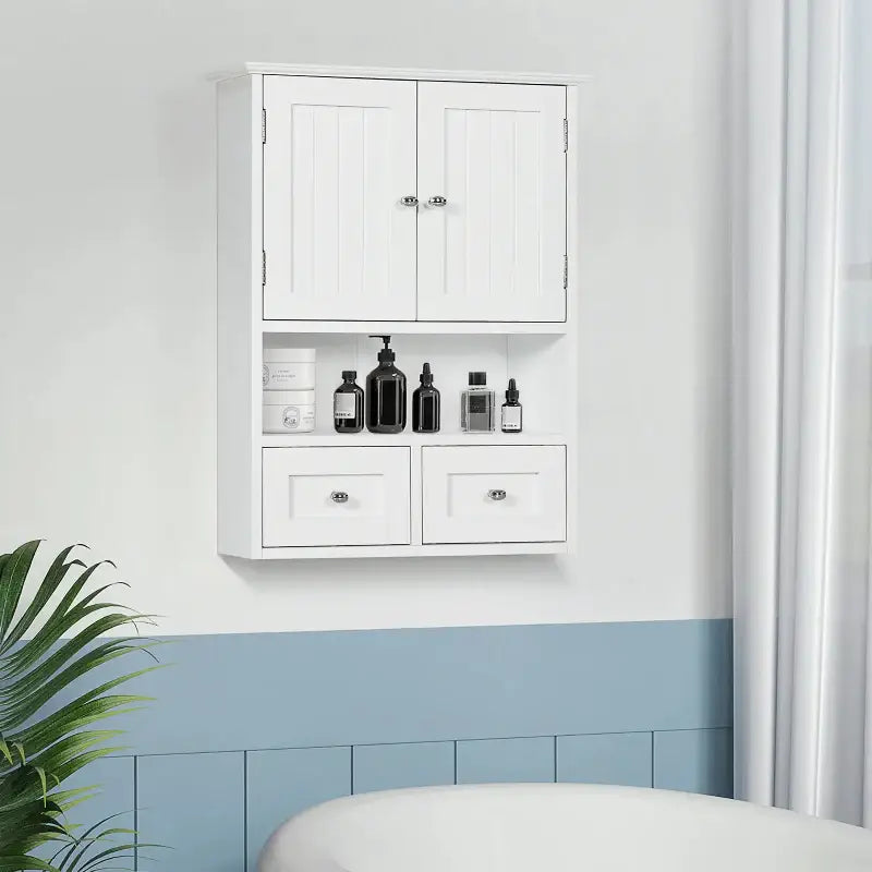 White bathroom wall cabinet.