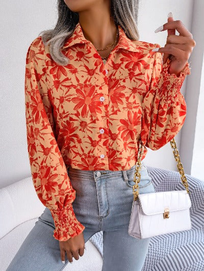 Flower Lapel Blouse