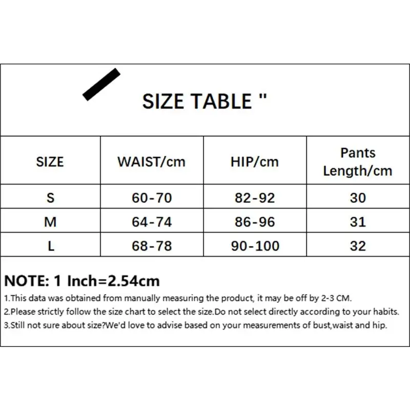 Clothing size chart.