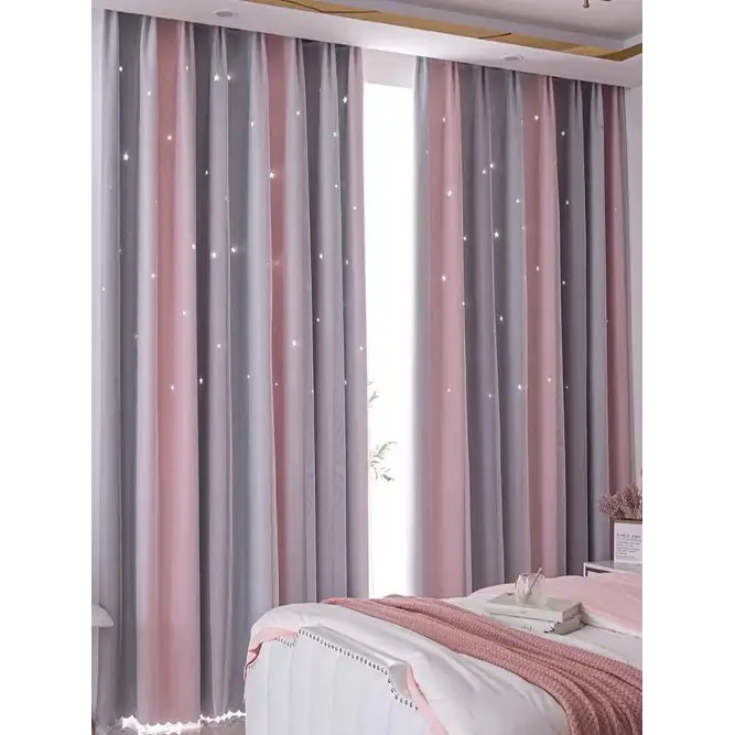Blackout  Silver Twinkle Star Curtains - sleek-selections