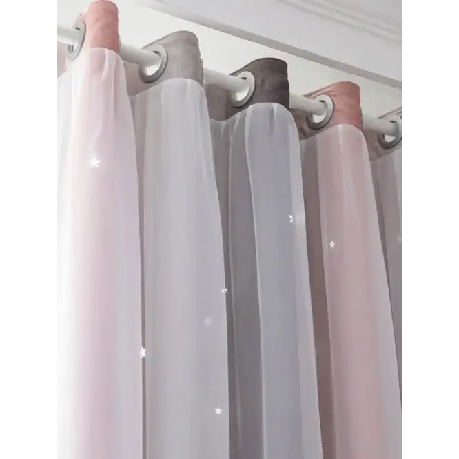 Blackout  Silver Twinkle Star Curtains - sleek-selections